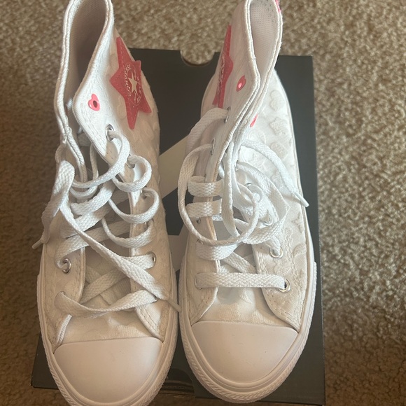 Converse Pink and White High-Tops - Picture 1 of 6